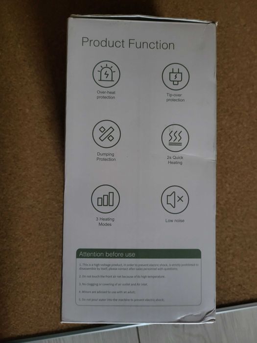 Mini Aerotermă Portabilă H5 – 600W, Încălzire Rapidă 45° Nou-Sigilat