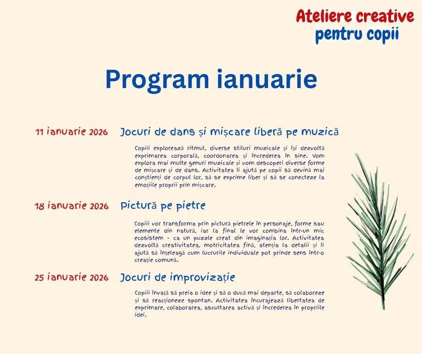 Ateliere creative curs copii actorie dans pictat muzica