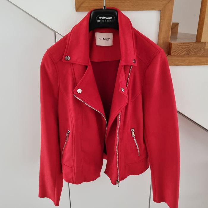 Geaca  Orsay, culoare coral, material - catifea