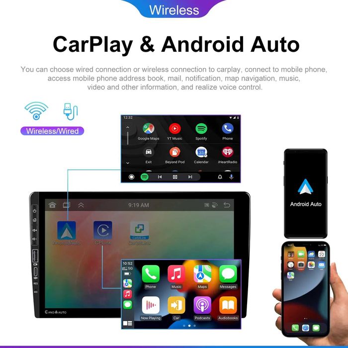 Мултимедия 4+64GB 8 ядрен навигация за кола автомобил Android Auto CP