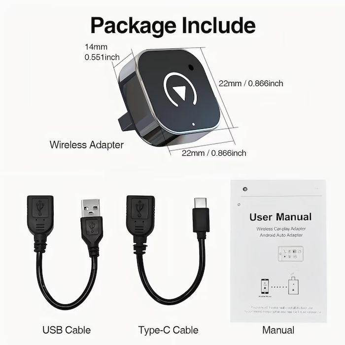 Adaptor auto Wireless CarPlay, Android/ ios  Auto, USB, Bluetooth 5.0, Negru