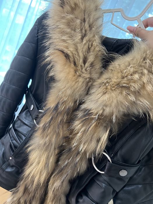 Кожено яке с естествен косъм