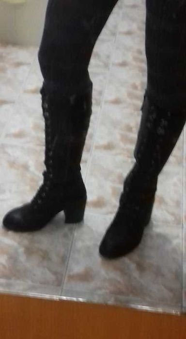 Черни ботуши естествена кожа