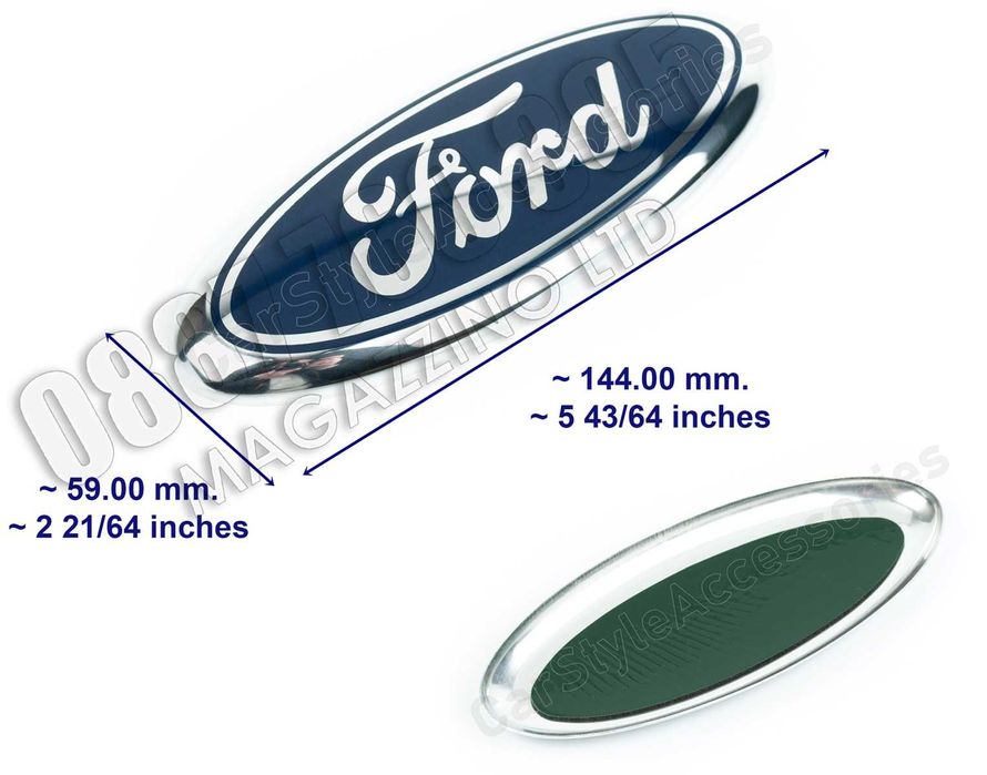 Емблема за Форд 144 145 мм. Черупка Алуминий Овална Самозалепваща