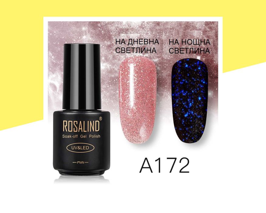 UV\LED Светещ брокатен гел лак ROSALIND