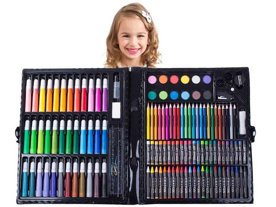 Set de desen si pictura complet 150 piese pentru copii in cutie