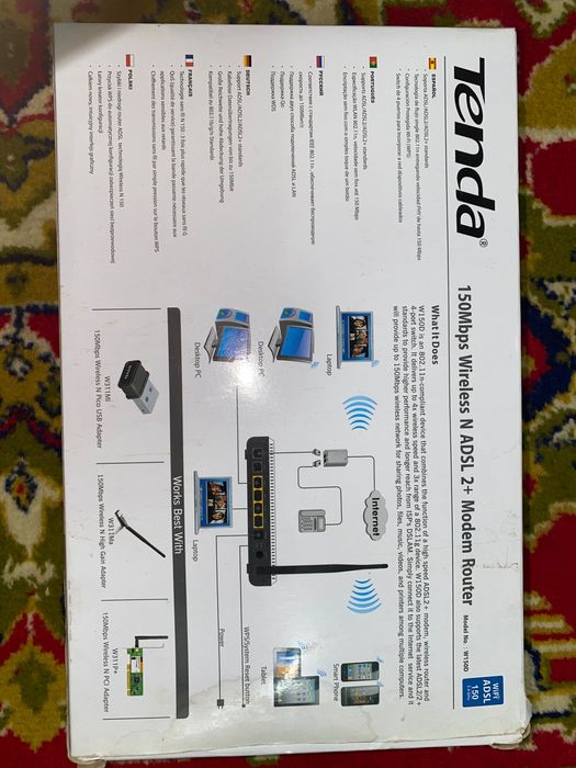 Tenda 150Mb/s Wireless N ADSL2+ Modem Router