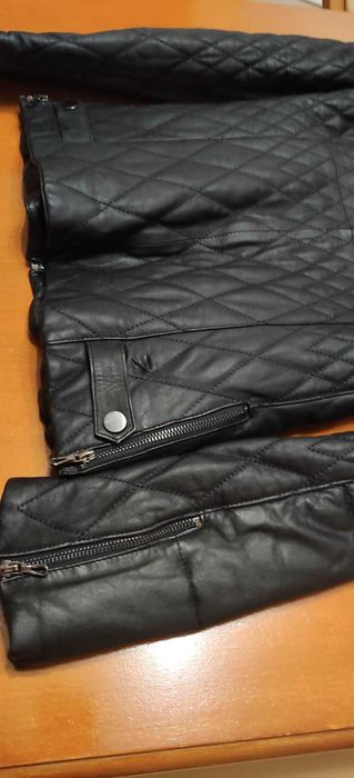 Зимно кожено яке - естествена кожа, с качулка