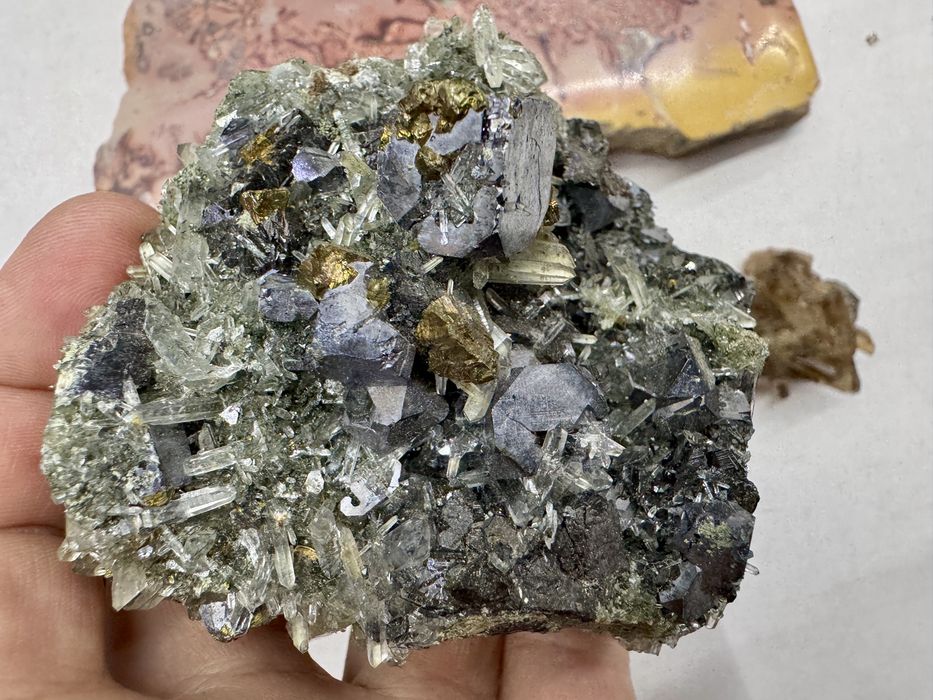 Колекция от 7 Минерала- Кварц,Флуорит,Мокаит,Вивианит,Септария,Галенит