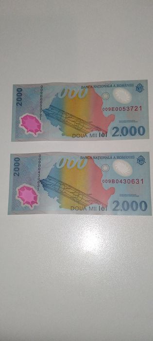Bancnote 2000 lei Eclipsa 1999 -UNC -stare perfecta -serii 009B & 009E
