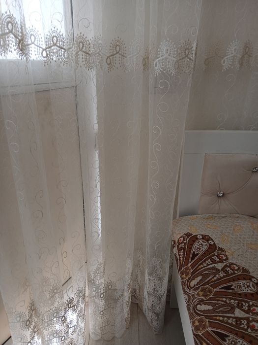 Тюль новая молочная