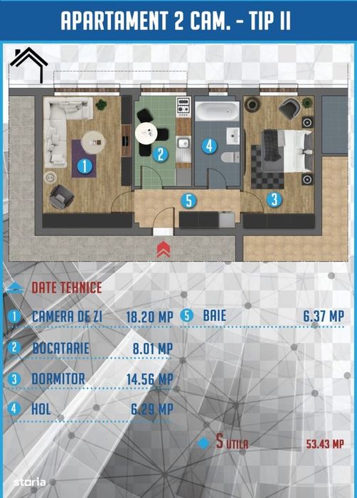 Apartament de vanzare 2 camere bloc nou - Platou Prundu Pitesti