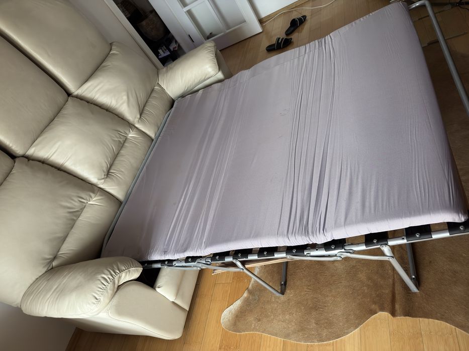 Canapea extensibila si fotoliu din piele naturala Mobexpert