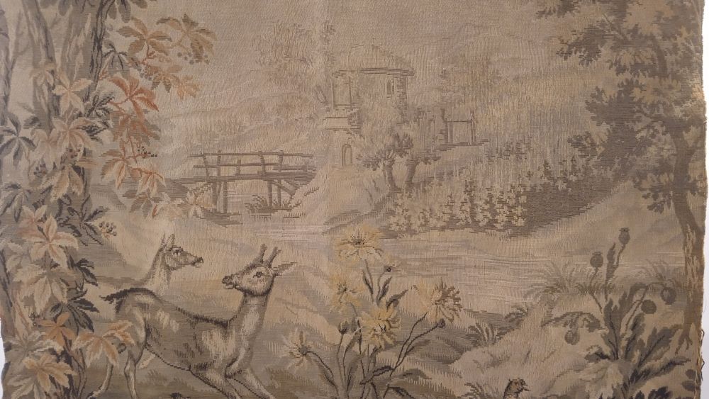 Tapiserie J.B. Oudry Beauvais-Franta, tesut jacquard, caprioare/fazani