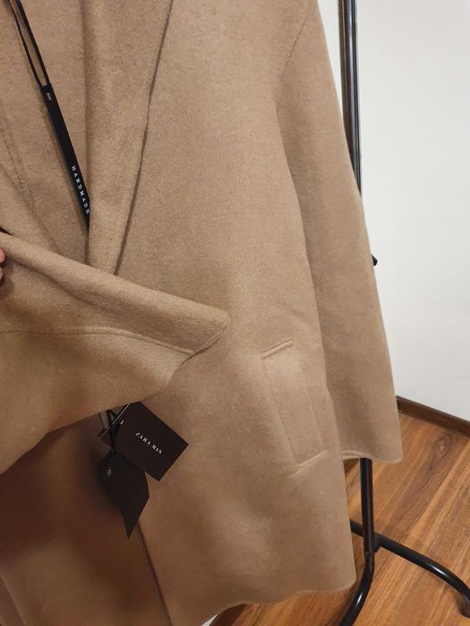 Palton barbati ZARA handmade din lana mar XL NOU