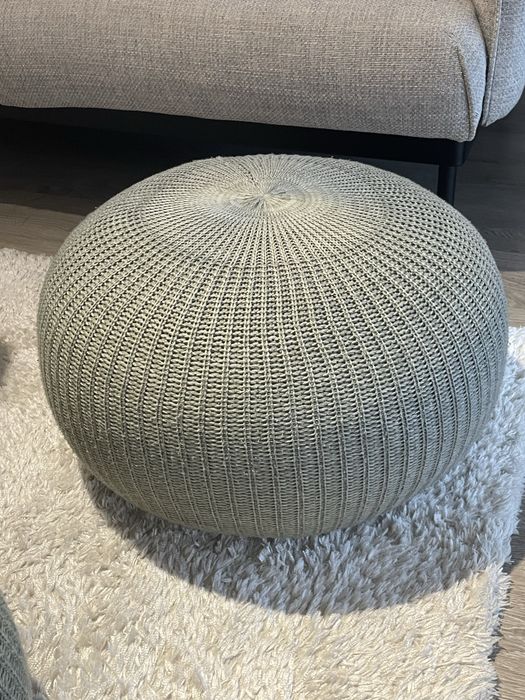 Taburet puf tip perna sezut IKEA Sandared, gri, diametru 56cm