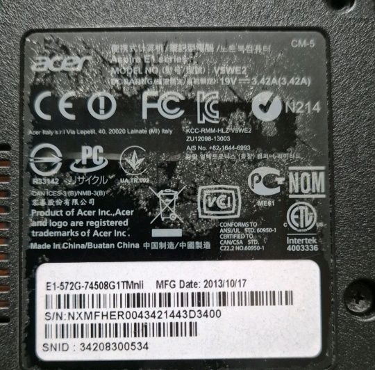 Б/у ноутбук в рабочем состоянии acer