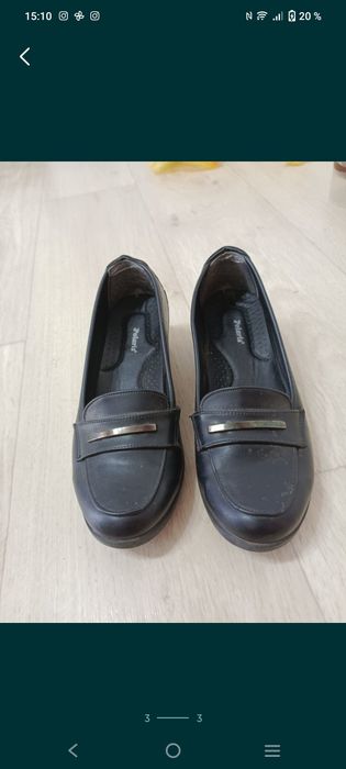 Кожаная туфли платформе