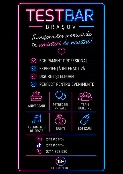 TESTBAR Brașov - Stand Interactiv Evenimente, Majorate, Nunți, Petreceri Private