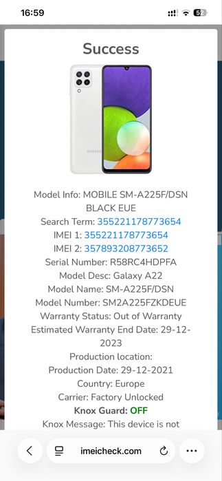 samsung a 22  sm- a225f de piese
