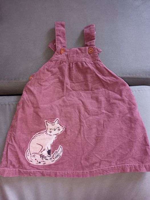 Бебешка лилава рокля с котенце, размер 0-3м