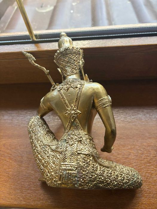 Statuetă Îngerul lui Buddha cântând/bronz masiv aurit/stare excelentă/H=22,3cm, L=20cm, G=1,522kg.