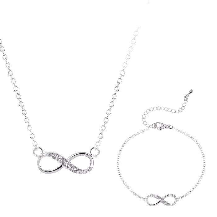 Колие + гривна безкрайност , комплект , подарък за Св. Валентин