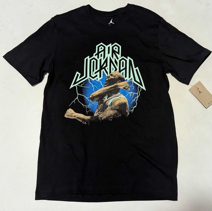 Nike Air Jordan мъжка черна памучна тениска размер М от Сащ