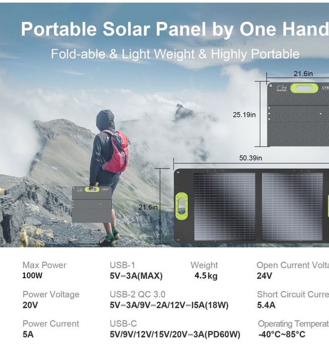 Panou solar portabil 100w camping