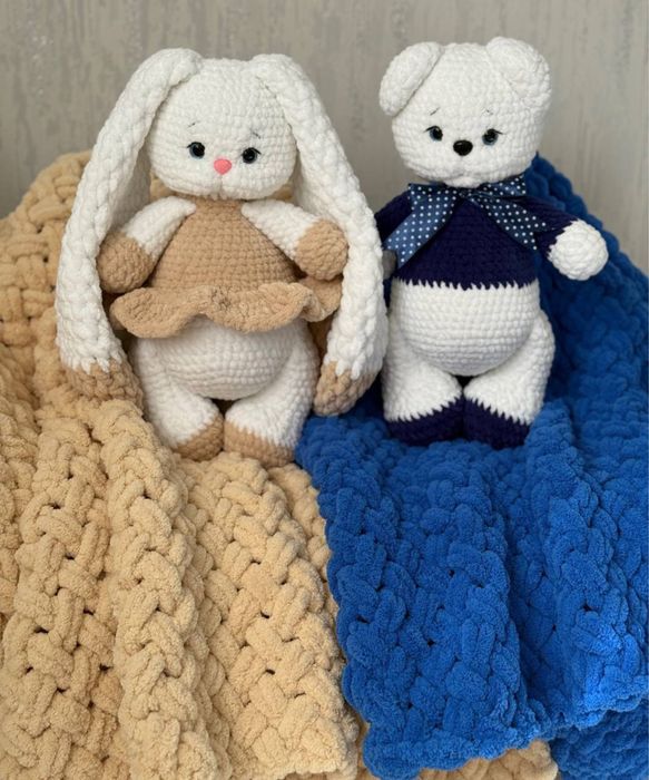 Вязаные люльки, пледы, корзины и игрушки на заказ и в наличии