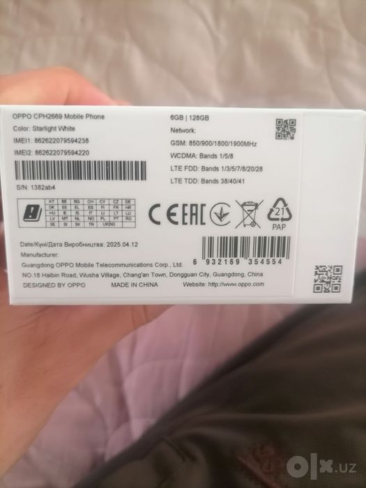 oppo a3 6/128 korobka dokiment bar 2 ay paydalangan