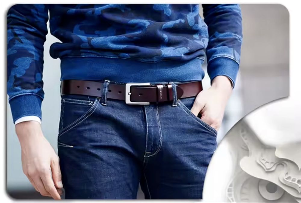 Мъжки, Спортни кожени колани /Черна и кафява луксозна естествена кожа!