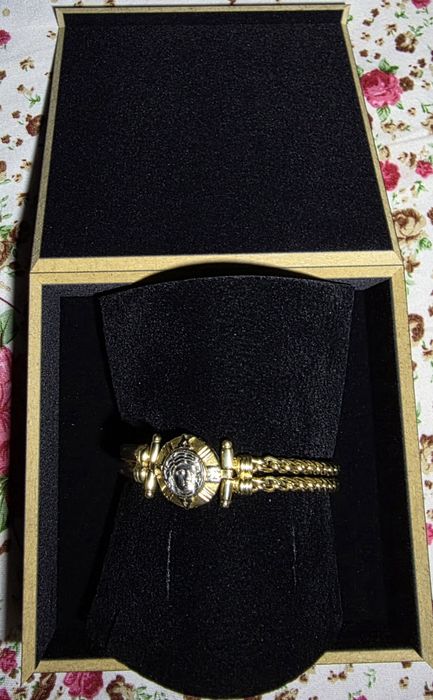 Bratara aur 14k bicolor aur galben si moneda aur alb