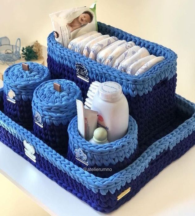 Вязаные шкатулки