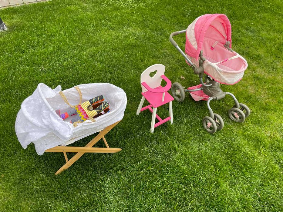 Landou, scaun de masa si cosulet pentru papusi