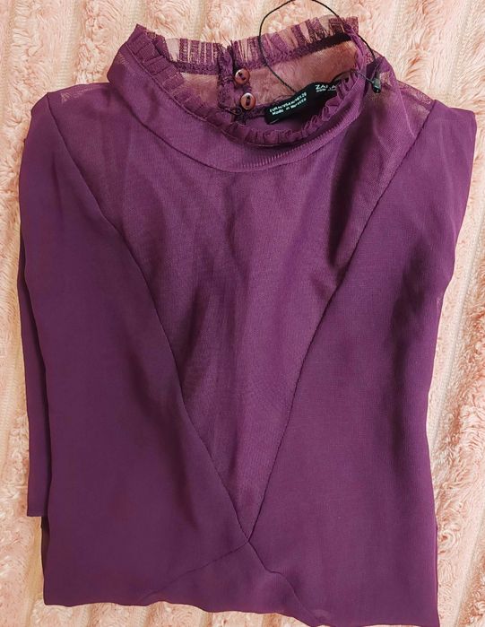 Bluză semitransparentă mov - Zara Collection, mărimea M