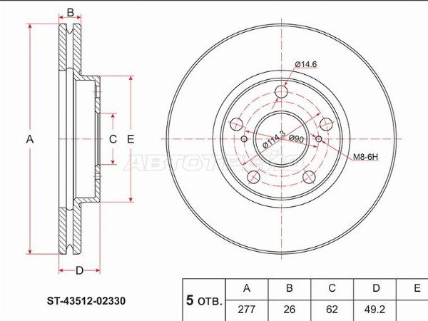 Диск тормозной Toyota Corolla