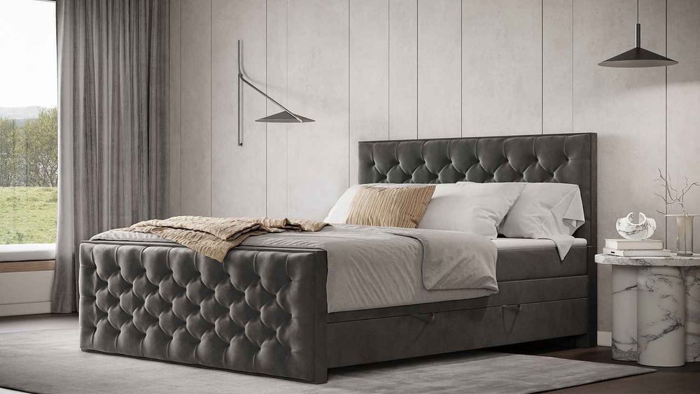 Pat boxspring 200x200 cu saltele incluse