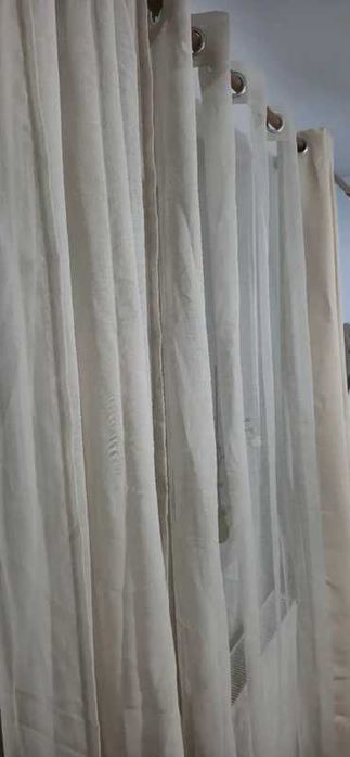Perdele semi transparente, 2 piese, bej, 140x245 cm