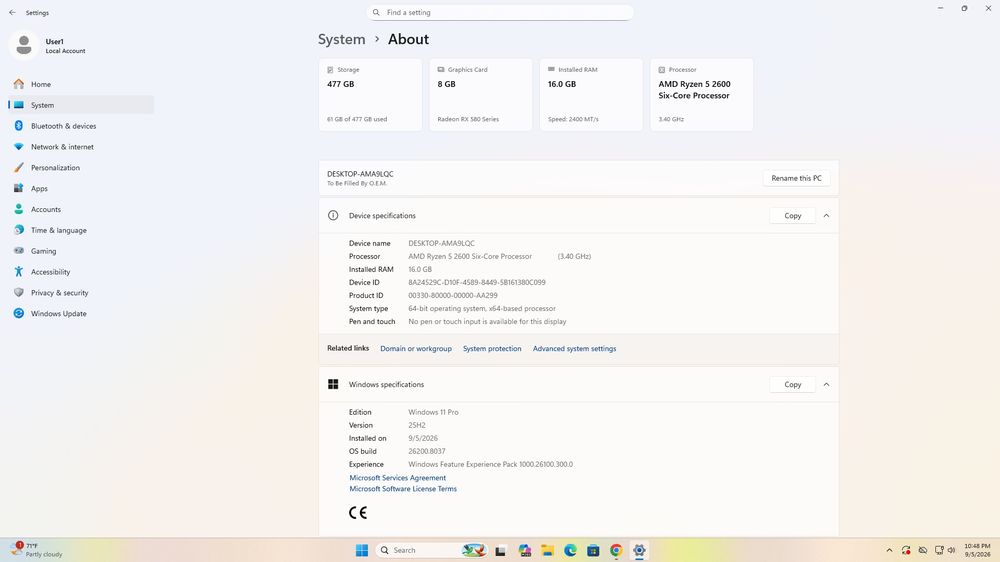 Gaming PC Ryzen 5 2600 / RX 580 8GB / 16GB RAM / 512GB NVMe