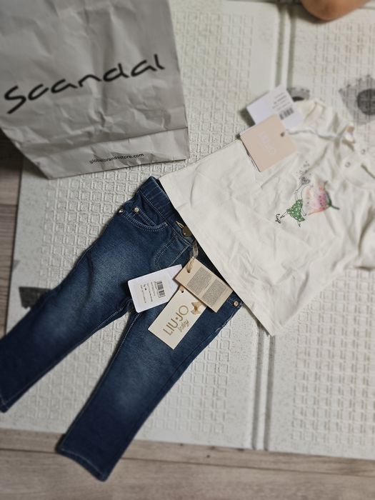 Liu Jo комплект тениска и дънки  бебе 9 месеца