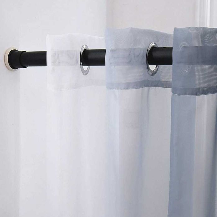 Set 3D perdea dus cu inele 180x200cm Tropik Home, Phantom si Bara pentru perdea dus, extensibila 210-260 cm, Otel inoxidabil, Negru
