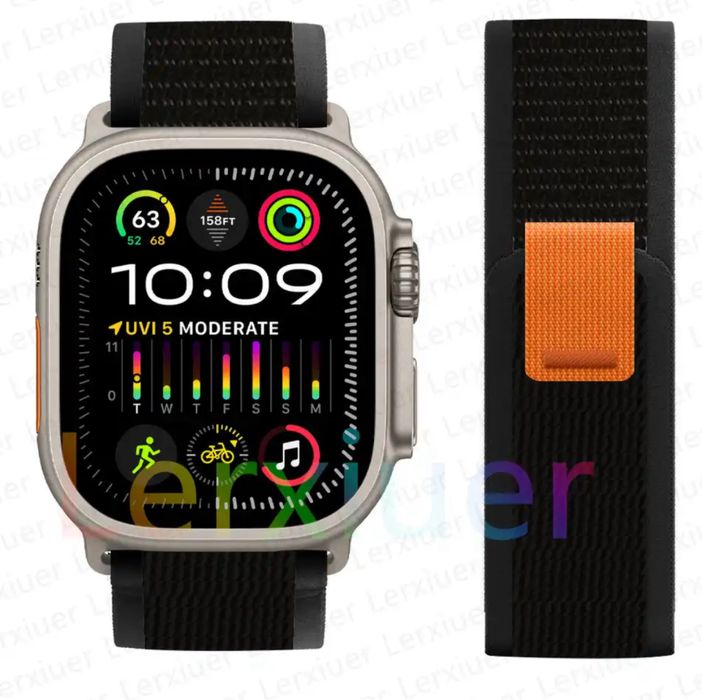 Curea trail loop neagra / gri inchis / blue navy apple watch ultra