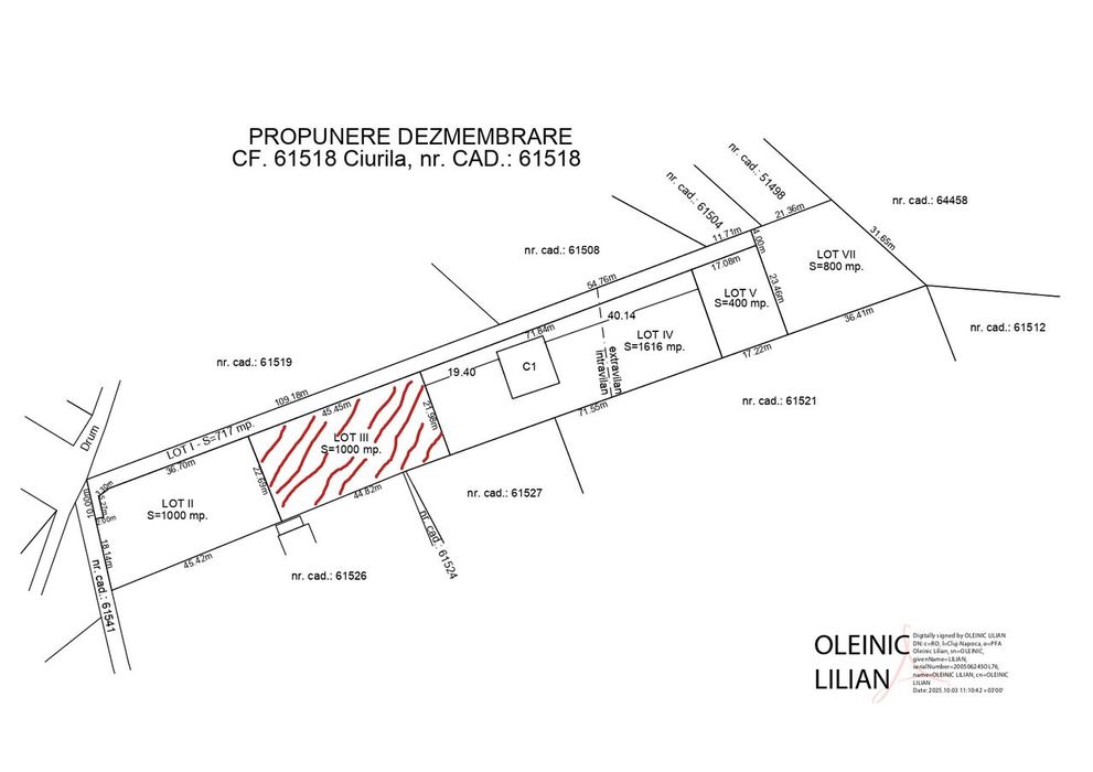 Teren intravilan sat Ciurila 1000 m