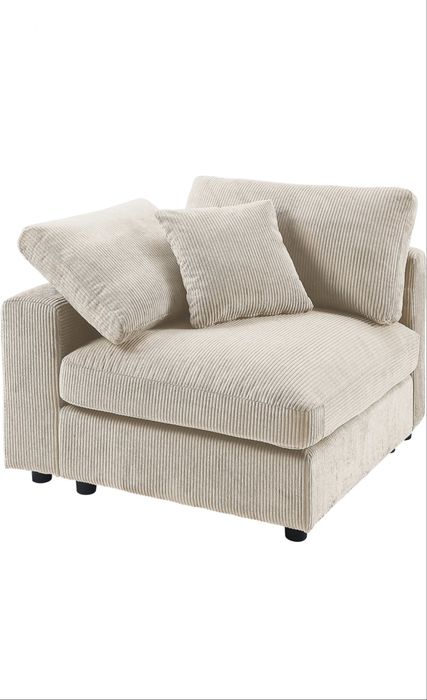 NOU Canapea modulara 4 locuri IMPORT GERMANIA-351cm catifea reiata bej