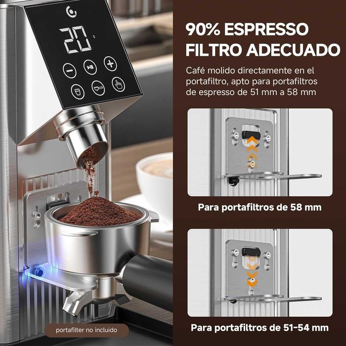 Râșniță electrică de cafea AMZCHEF, 45 de setări, oțel inoxidabil, memorie