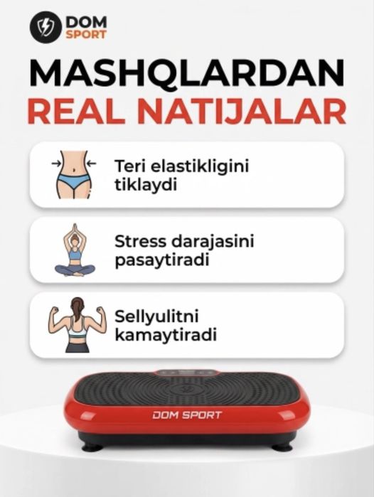 Vibroplatforma ozish uchun, fitness - vibrotrenajer, pult bilan