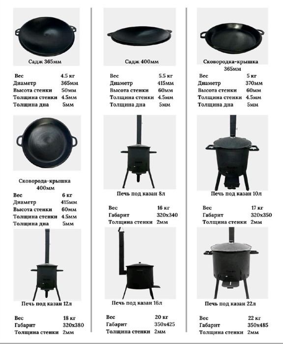 Казан чугунный от 4,5 литров до22 литров
