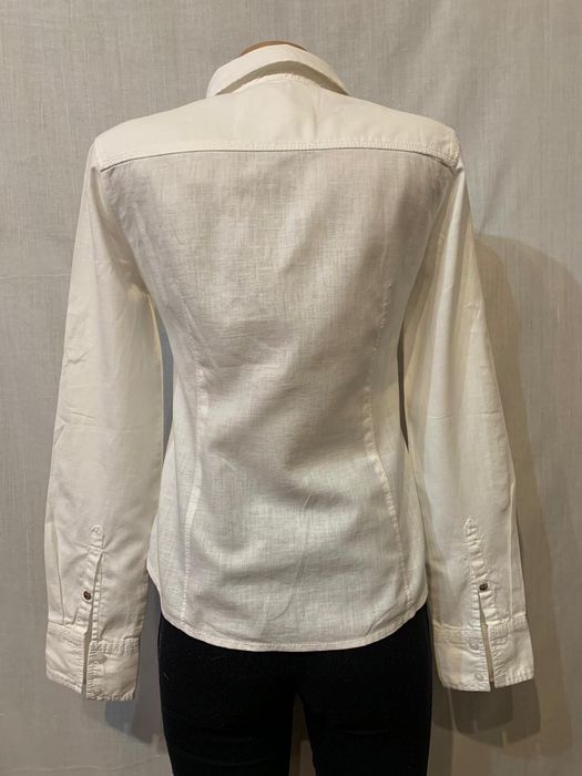 Esprit cămașa albă bumbac și in