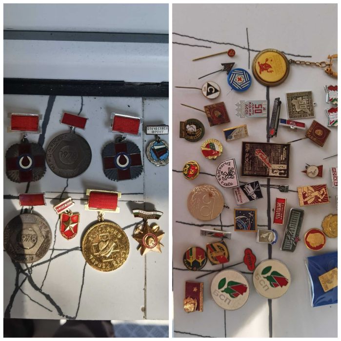 Лот медали и значки.